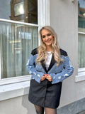 BLAZER LIVA ZWART MET DENIM