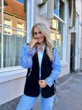 BLAZER JADA ZWART MET BLAUW GESTREEPTE MOUWEN