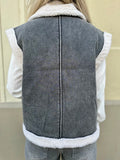 GILET IZZY GRIJS MET DENIM EN TEDDY