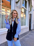 BLAZER JADA ZWART MET BLAUW GESTREEPTE MOUWEN