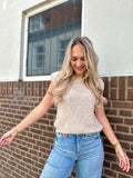 TOP ELINE GEHAAKT BOHO BEIGE