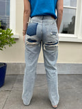 JEANS MARIEKE MET GESCHEURD ZAKKEN BLAUW