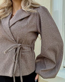 BLAZER SARA TAUPE STRASS MET KNOOP