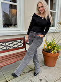 BROEK LOTTE ZWART STRAIGHT MET DIAMANTEN