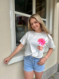 T - SHIRT HAPPY VIBES ORANJE ROZE