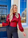 BLOUSE ROMY BORDEAUX ROOD MET STRASS