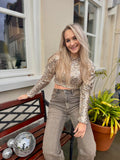 TOP MINKA CROPPED MET PAILLETTEN CHAMPAGNE GOUD