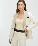 BLAZER KENNY ECRY MET BEIGE KRAAG EN ZWARTE DETAILS JOSH V