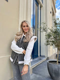 GILET IZZY GRIJS MET DENIM EN TEDDY