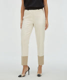 PANTALON RYKER ECRU MET BEIGE ONDERKANT EN ZWARTE BAND DETAIL JOSH V