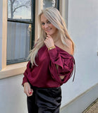 BLOUSE AIMÉE BORDEAUX ROOD SATIJN