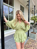 SET ROOS GROEN LUREX RUFFLE