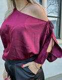 BLOUSE AIMÉE BORDEAUX ROOD SATIJN