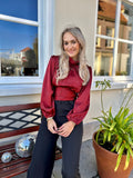 BLOUSE ROMY BORDEAUX ROOD MET STRASS