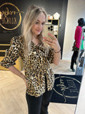 BLOUSE ESMEE STRIKJES PANTERPRINT