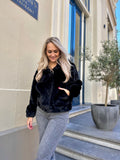 FAUX FUR JAS LINA ZWART