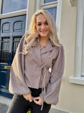 BLAZER SARA TAUPE STRASS MET KNOOP