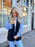 BLAZER JADA ZWART MET BLAUW GESTREEPTE MOUWEN