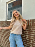 TOP ELINE GEHAAKT BOHO BEIGE