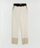 PANTALON RYKER ECRU MET BEIGE ONDERKANT EN ZWARTE BAND DETAIL JOSH V