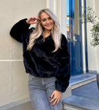 FAUX FUR JAS LINA ZWART