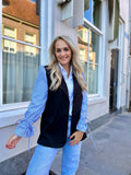 BLAZER JADA ZWART MET BLAUW GESTREEPTE MOUWEN