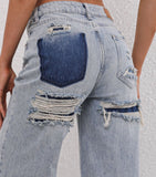 JEANS MARIEKE MET GESCHEURD ZAKKEN BLAUW