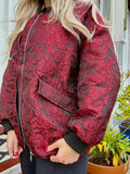 BOMBER JAS MILOU BLOEMENPRINT BORDEAUX ZWART