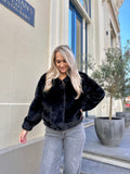 FAUX FUR JAS LINA ZWART