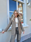 BLAZER SARA SPLIT BACK TAUPE MET STRASS