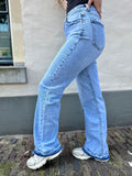 JEANS CHLOE LICHTBLAUW WIDELEG MET TIE DYE ONDERKANT