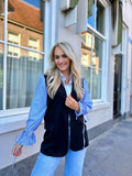 BLAZER JADA ZWART MET BLAUW GESTREEPTE MOUWEN