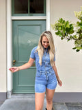 PLAYSUIT JULIA BLAUW DENIM MET KNOPEN