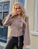 BLAZER SARA TAUPE STRASS MET KNOOP