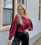 BLOUSE AIMÉE BORDEAUX ROOD SATIJN