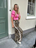 BROEK HAILEY PANTERPRINT ROZE