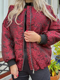 BOMBER JAS MILOU BLOEMENPRINT BORDEAUX ZWART