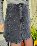 ROK MARLON DENIM ZWART DIAMANTEN