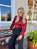 BLOUSE ROMY BORDEAUX ROOD MET STRASS