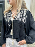 BLOUSE SABRINA BRODERIE ZWART