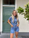 PLAYSUIT JULIA BLAUW DENIM MET KNOPEN