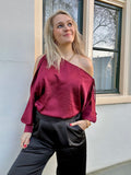 BLOUSE AIMÉE BORDEAUX ROOD SATIJN