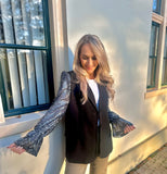 BLAZER JADA MET PAILLETTEN MOUWEN ZILVER