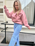 SWEATER MICHELLE LICHT ROZE MET STRIK