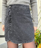 ROK MARLON DENIM ZWART DIAMANTEN