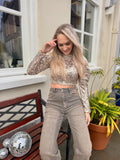 TOP MINKA CROPPED MET PAILLETTEN CHAMPAGNE GOUD