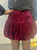 ROK ROSIE MET PAILLETTEN BORDEAUX ROOD