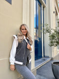 GILET IZZY GRIJS MET DENIM EN TEDDY