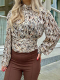 BLOUSE ROMY BEIGE GOUD PRINT