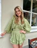 SET ROOS GROEN LUREX RUFFLE